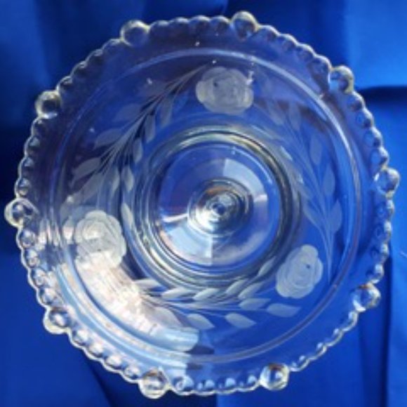 West Virginia Pebbled Glass Pedestal Candy/Compote Bowl - Picture 7 of 8